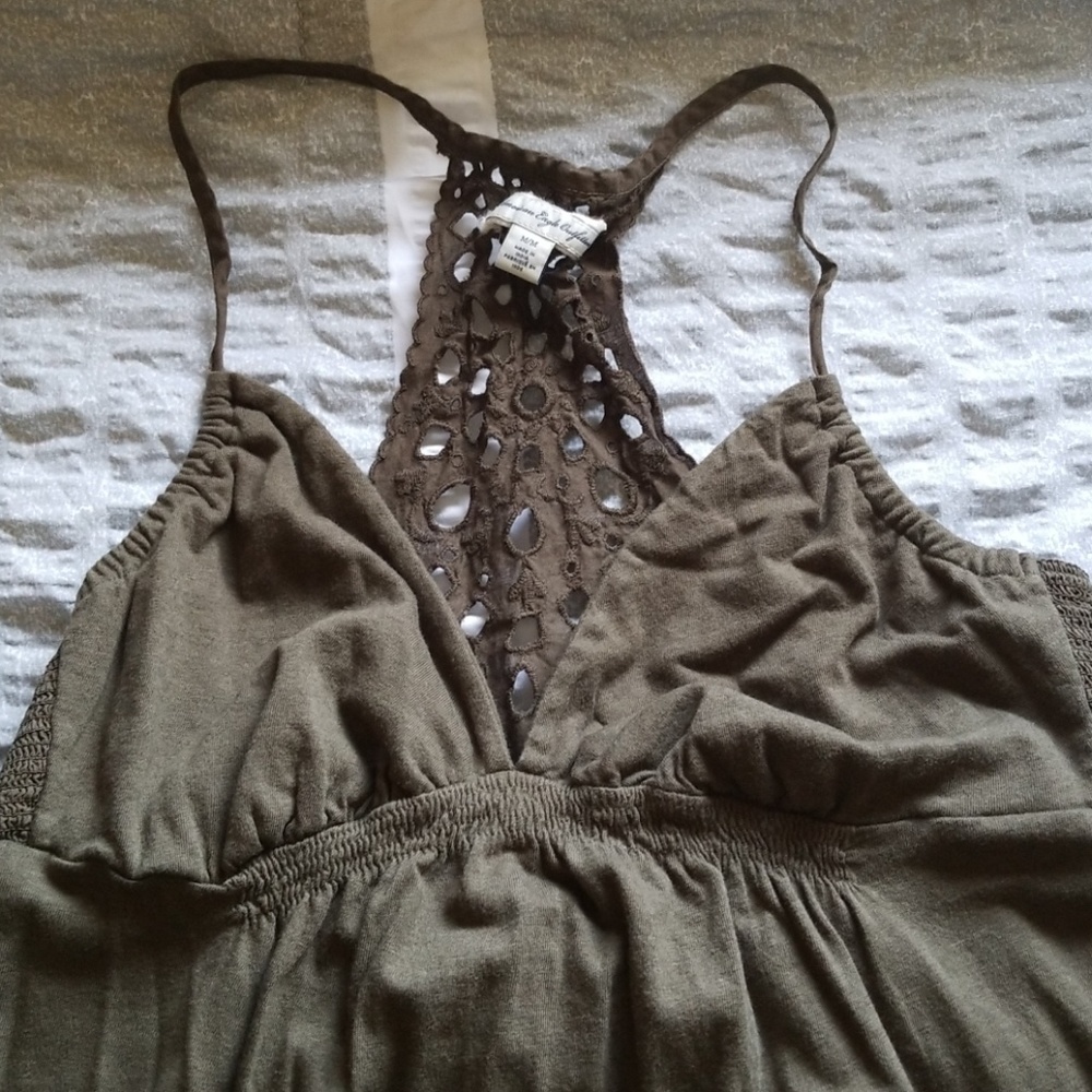 Eyelet sun dress, army green, American Eagle